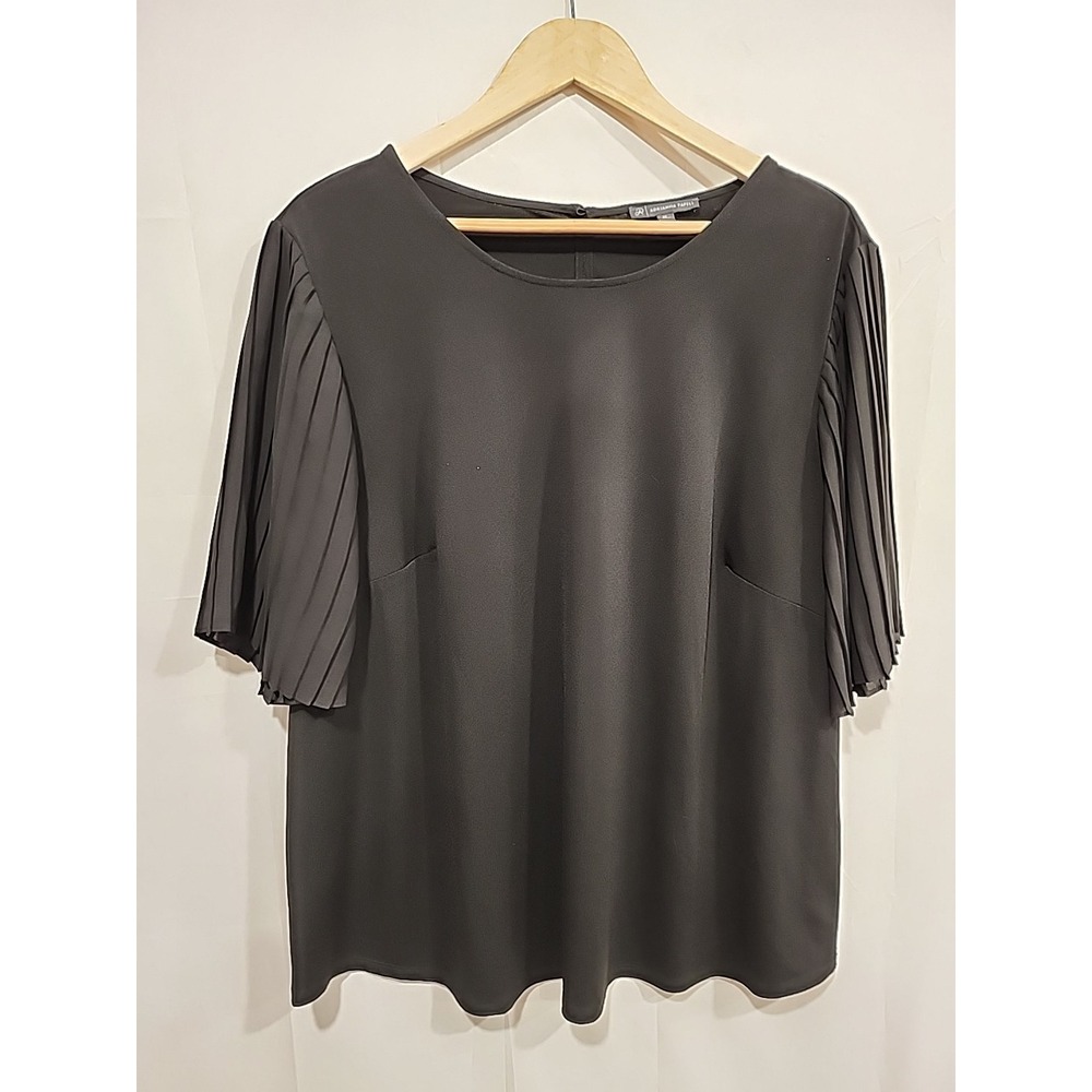 Adrianna Papell Blouse Womens Size 2X Black, Flutter Sleeve